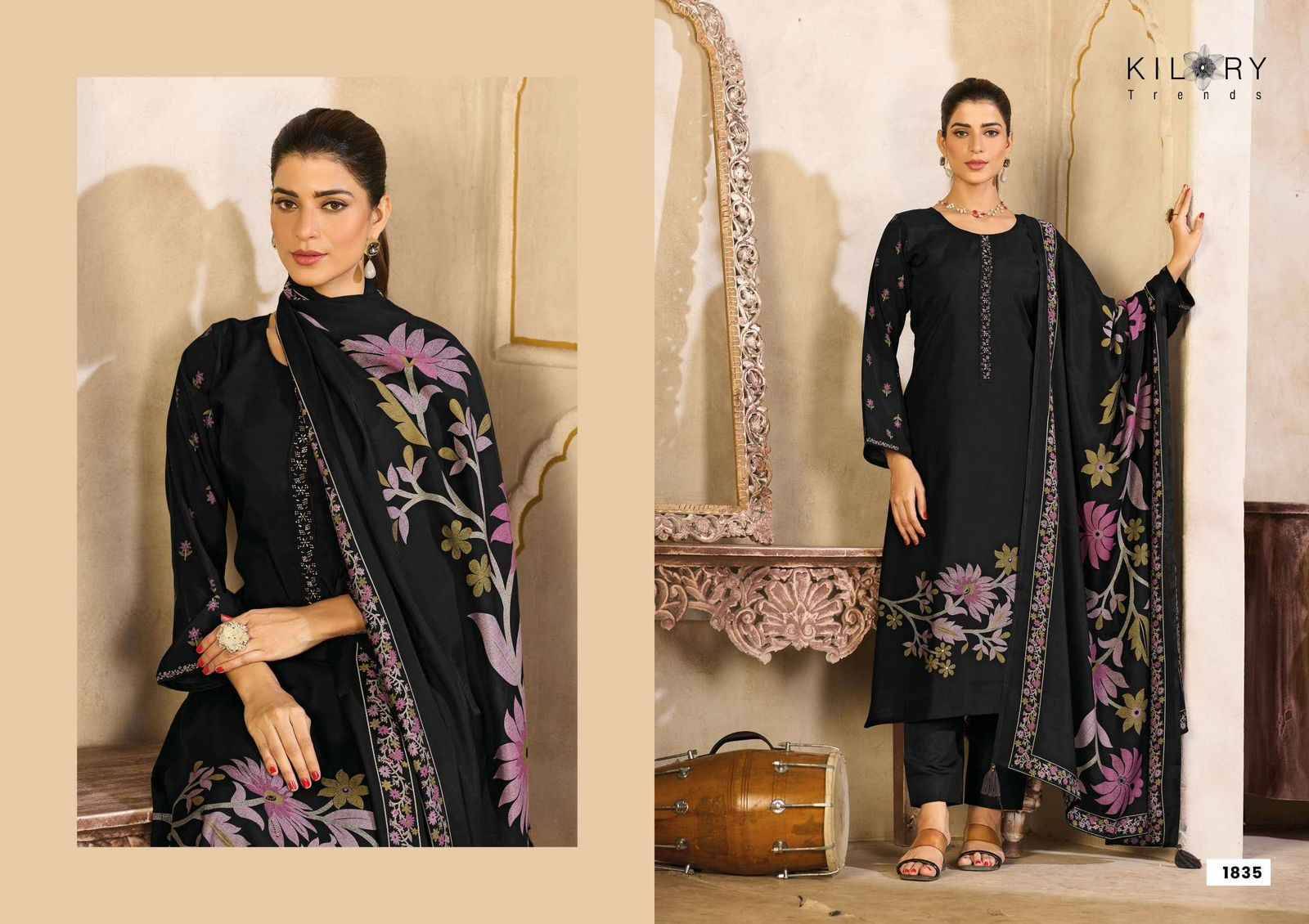 ZARINA PLUS By KILORY TRENDS 1831 To 1836 Series eautiful Festive Suits Colorful Stylish Fancy Casual Wear & Ethnic Wear PURE MUSLIN SILK DIGITAL FOIL PRINT Dresses At Wholesale Price